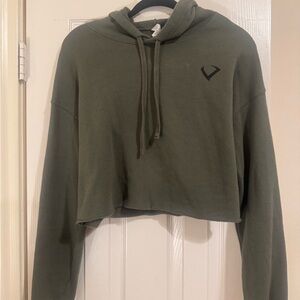 Violate the Dresscode Olive Green Cropped Hoodie